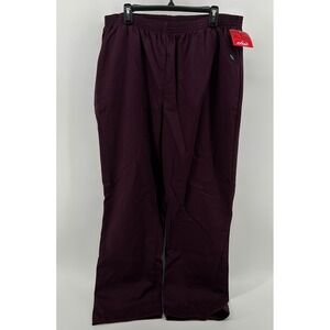 Chic Burgundy Elastic Waist Pull On Casual Pants 100% Cotton Women Plus 22W NWT‎